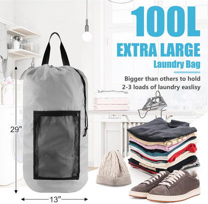 Laundry Bag Backpack, Extra Large Travel Laundry Bag with Mesh Pocket & Adjustable Shoulder Straps,Dirty Clothes Travel Bag for College Students Dorm,Apartment(Sunflower)