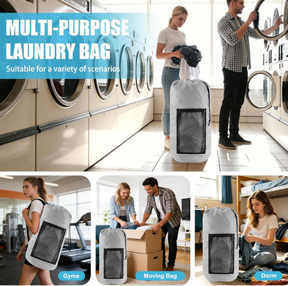 Laundry Bag Backpack, Extra Large Travel Laundry Bag with Mesh Pocket & Adjustable Shoulder Straps,Dirty Clothes Travel Bag for College Students Dorm,Apartment(Sunflower)