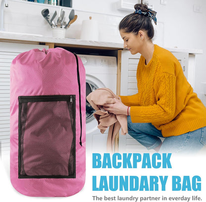 Laundry Bag Backpack, Extra Large Travel Laundry Bag with Mesh Pocket & Adjustable Shoulder Straps,Dirty Clothes Travel Bag for College Students Dorm,Apartment(Sunflower)