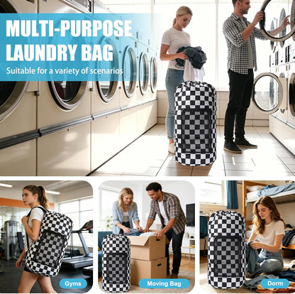 Laundry Bag Backpack, Extra Large Travel Laundry Bag with Mesh Pocket & Adjustable Shoulder Straps,Dirty Clothes Travel Bag for College Students Dorm,Apartment(Sunflower)