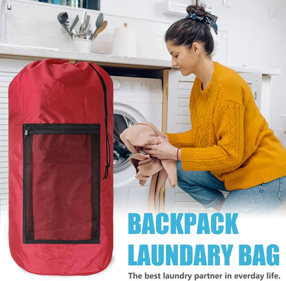 Laundry Bag Backpack, Extra Large Travel Laundry Bag with Mesh Pocket & Adjustable Shoulder Straps,Dirty Clothes Travel Bag for College Students Dorm,Apartment(Sunflower)