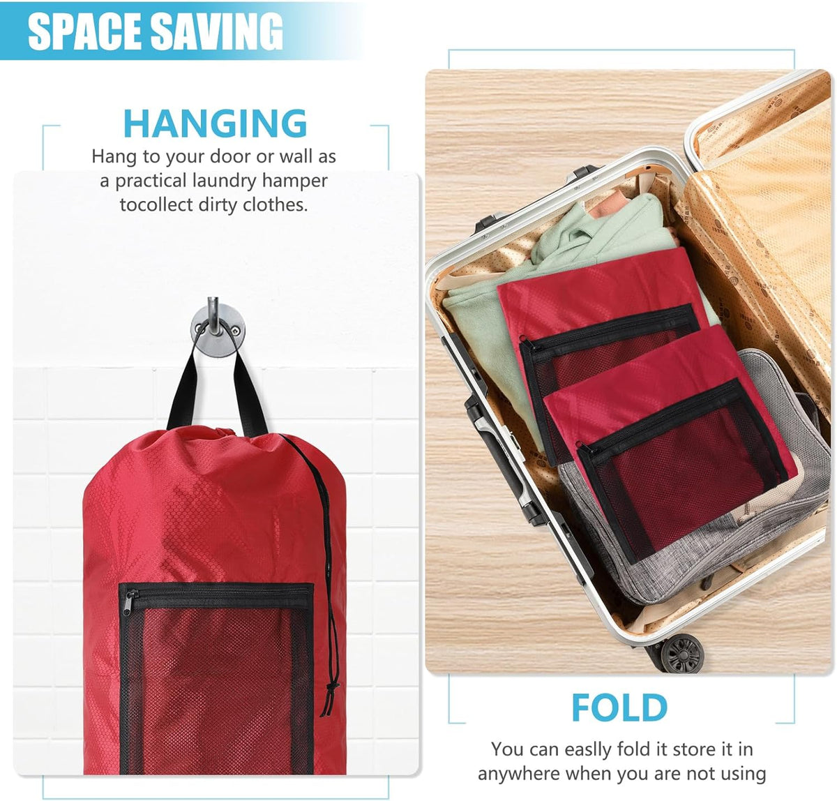 Laundry Bag Backpack, Extra Large Travel Laundry Bag with Mesh Pocket & Adjustable Shoulder Straps,Dirty Clothes Travel Bag for College Students Dorm,Apartment(Sunflower)