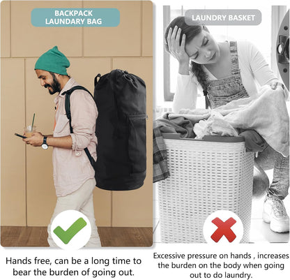 Laundry Bag Backpack, Extra Large Travel Laundry Bag with Mesh Pocket & Adjustable Shoulder Straps,Dirty Clothes Travel Bag for College Students Dorm,Apartment(Sunflower)