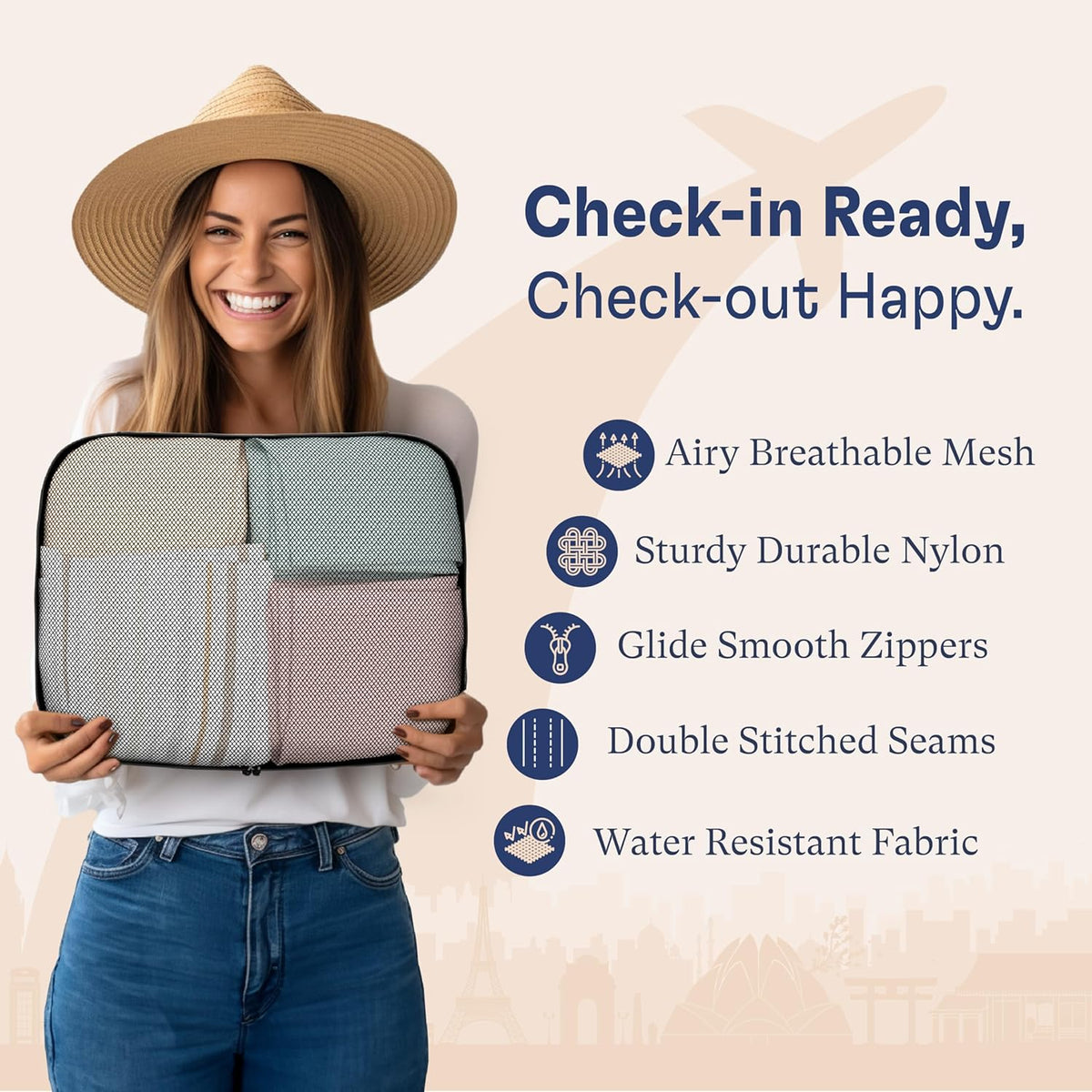 Premium 5 Packing Cubes Set (Dark Grey) & 5 Packing Cubes Set (Air Black) | Lightweight Mesh Travel Luggage Organizers with Laundry Bag