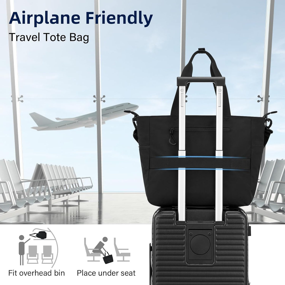 Travel Tote Bags for Women Extra Large Canvas Laptop Tote Bag with Zipper Pockets Luggage Sleeve