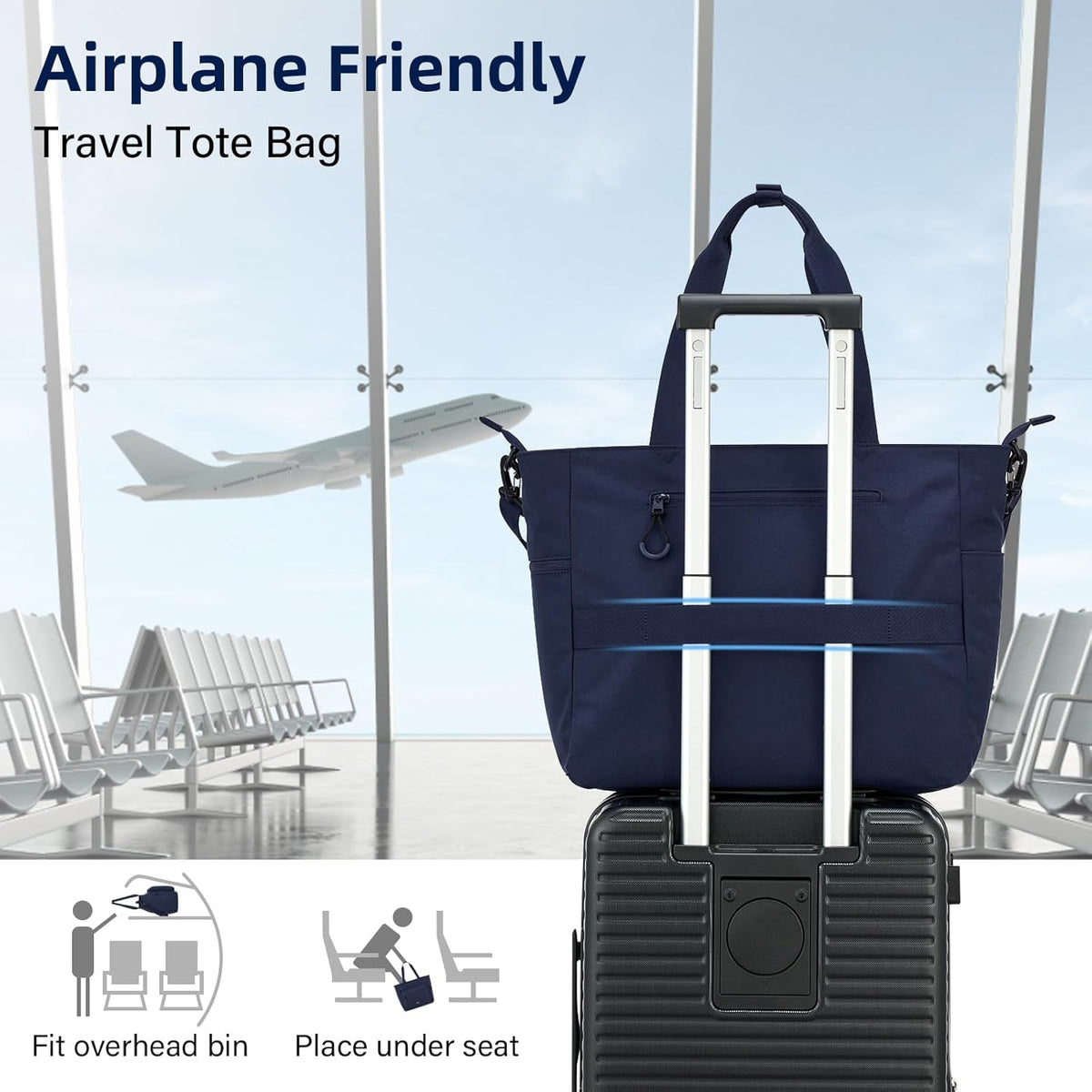 Travel Tote Bags for Women Extra Large Canvas Laptop Tote Bag with Zipper Pockets Luggage Sleeve