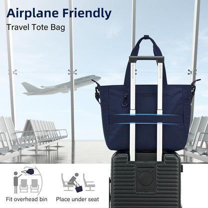 Travel Tote Bags for Women Extra Large Canvas Laptop Tote Bag with Zipper Pockets Luggage Sleeve