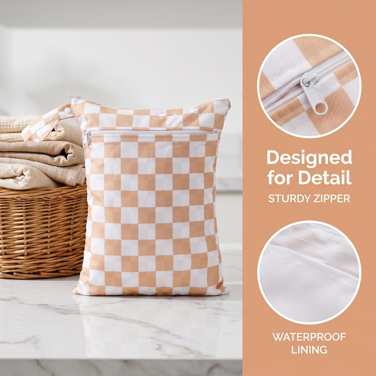 Wet Dry Bags with Two Zippered Pockets and Handle, Reusable Storage Bag for Breast Pump Parts & Baby Items, Waterproof Diaper Bags, Yoga Gym Bag for Swimsuits or Wet Clothes-2pcs, 11.8*15.75"
