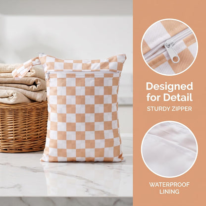 Wet Dry Bags with Two Zippered Pockets and Handle, Reusable Storage Bag for Breast Pump Parts & Baby Items, Waterproof Diaper Bags, Yoga Gym Bag for Swimsuits or Wet Clothes-2pcs, 11.8*15.75"