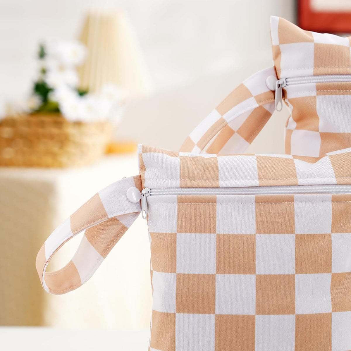 Wet Dry Bags with Two Zippered Pockets and Handle, Reusable Storage Bag for Breast Pump Parts & Baby Items, Waterproof Diaper Bags, Yoga Gym Bag for Swimsuits or Wet Clothes-2pcs, 11.8*15.75"