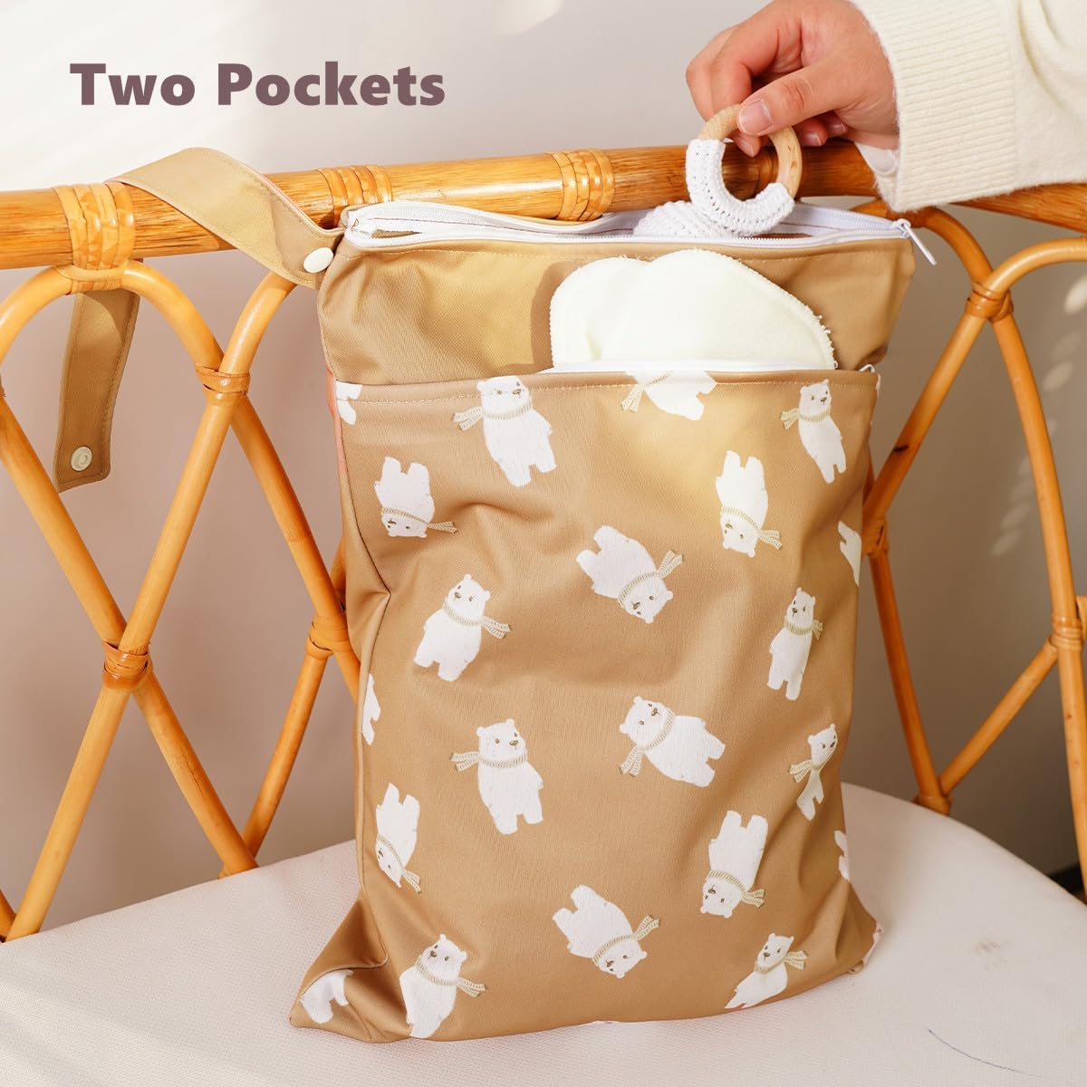 Wet Dry Bags with Two Zippered Pockets and Handle, Reusable Storage Bag for Breast Pump Parts & Baby Items, Waterproof Diaper Bags, Yoga Gym Bag for Swimsuits or Wet Clothes-2pcs, 11.8*15.75"
