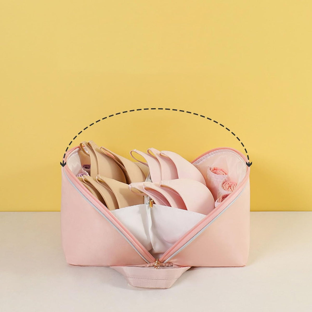 Travel Bra Underwaer Organizer,Underwear Organizer Bag for Travel,Travel Underwear Bag Panties Socks Organizer High Capacity Portable Luggage Storage Pouch, Pink Large Size
