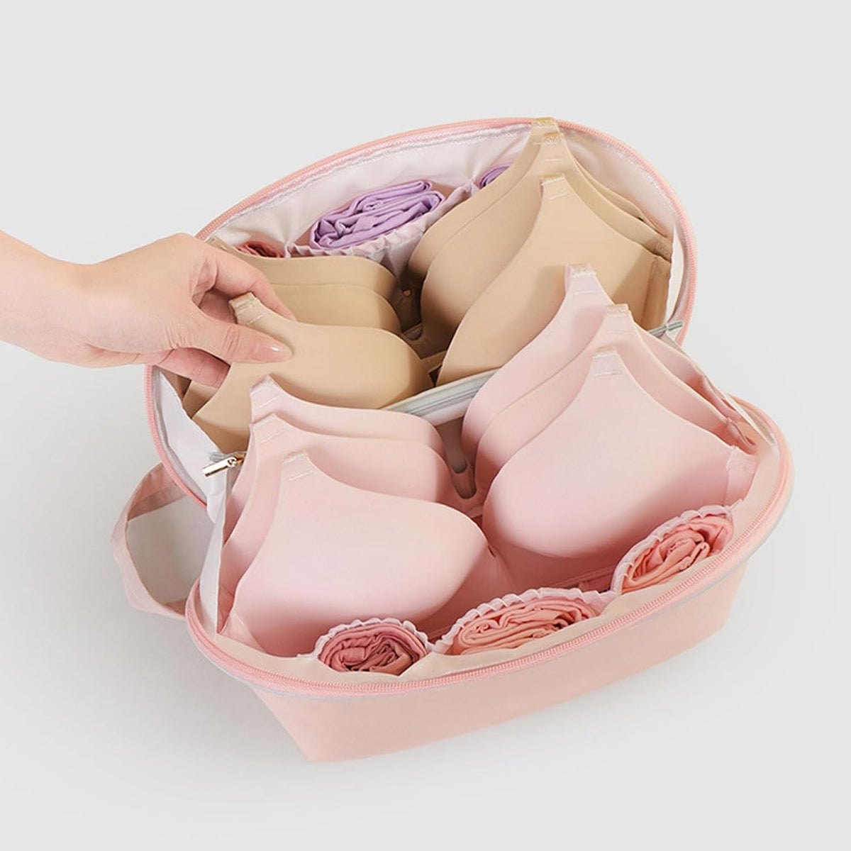Travel Bra Underwaer Organizer,Underwear Organizer Bag for Travel,Travel Underwear Bag Panties Socks Organizer High Capacity Portable Luggage Storage Pouch, Pink Large Size