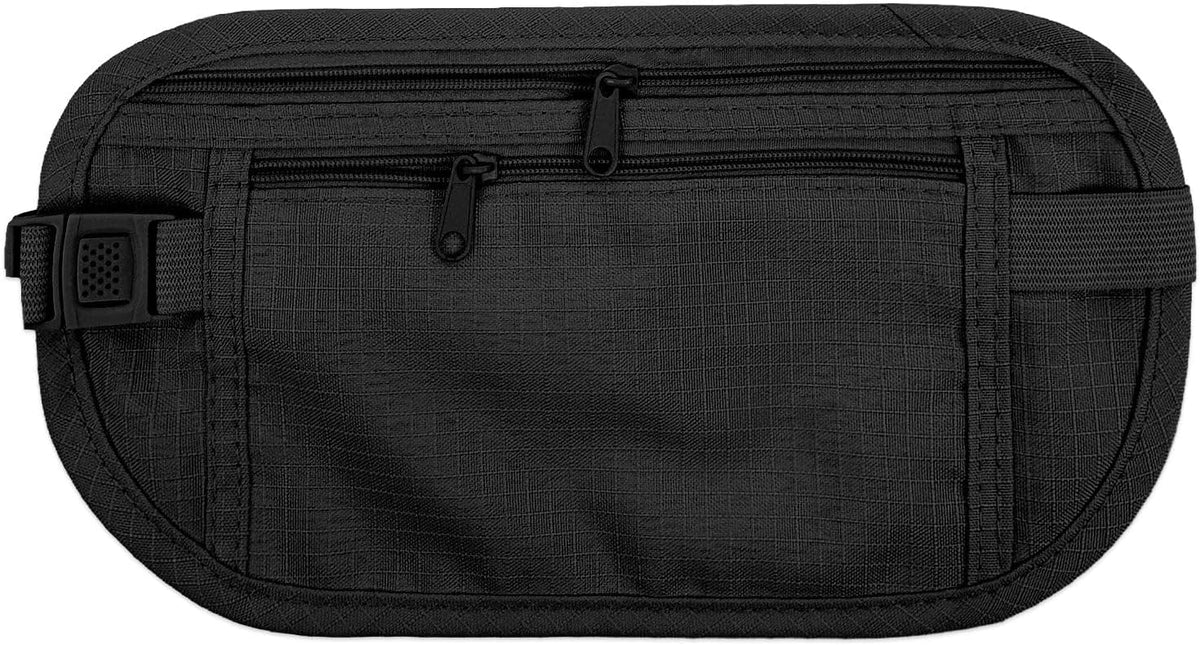 Slim Fanny Pack, Hidden Money Belt, Secure Travel Pouch Protects Cash, Cards, Passport, Travel Documents, and Smartphone, Beige