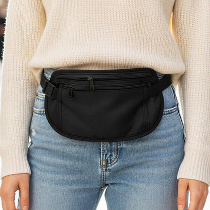 Slim Fanny Pack, Hidden Money Belt, Secure Travel Pouch Protects Cash, Cards, Passport, Travel Documents, and Smartphone, Beige