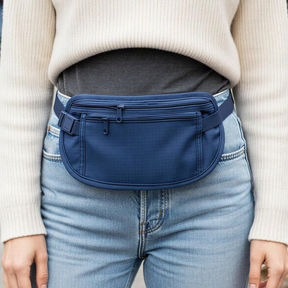 Slim Fanny Pack, Hidden Money Belt, Secure Travel Pouch Protects Cash, Cards, Passport, Travel Documents, and Smartphone, Beige