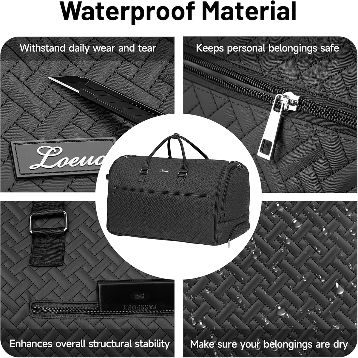 93L Carry on Garment Duffle Bag with Wheels, Folding Convertible Rolling Garment Bag for Travel with Shoes Compartment, Wheeled Waterproof Suit Bag Travel for Men Women