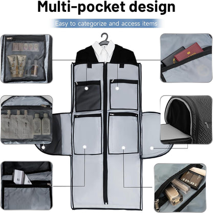 93L Carry on Garment Duffle Bag with Wheels, Folding Convertible Rolling Garment Bag for Travel with Shoes Compartment, Wheeled Waterproof Suit Bag Travel for Men Women