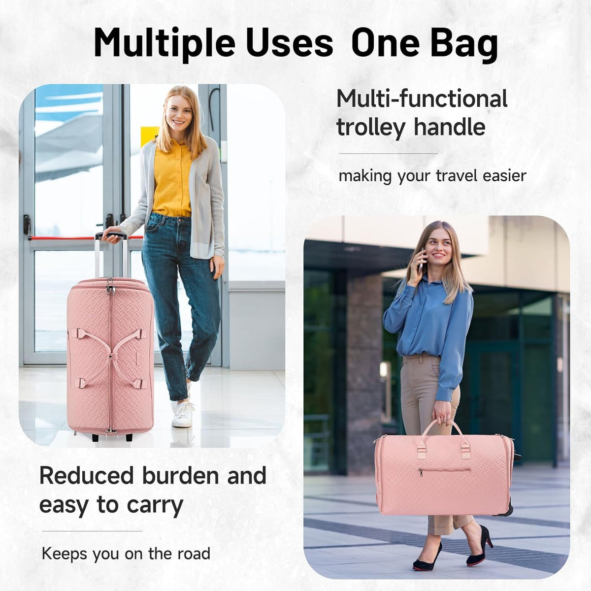 93L Carry on Garment Duffle Bag with Wheels, Folding Convertible Rolling Garment Bag for Travel with Shoes Compartment, Wheeled Waterproof Suit Bag Travel for Men Women