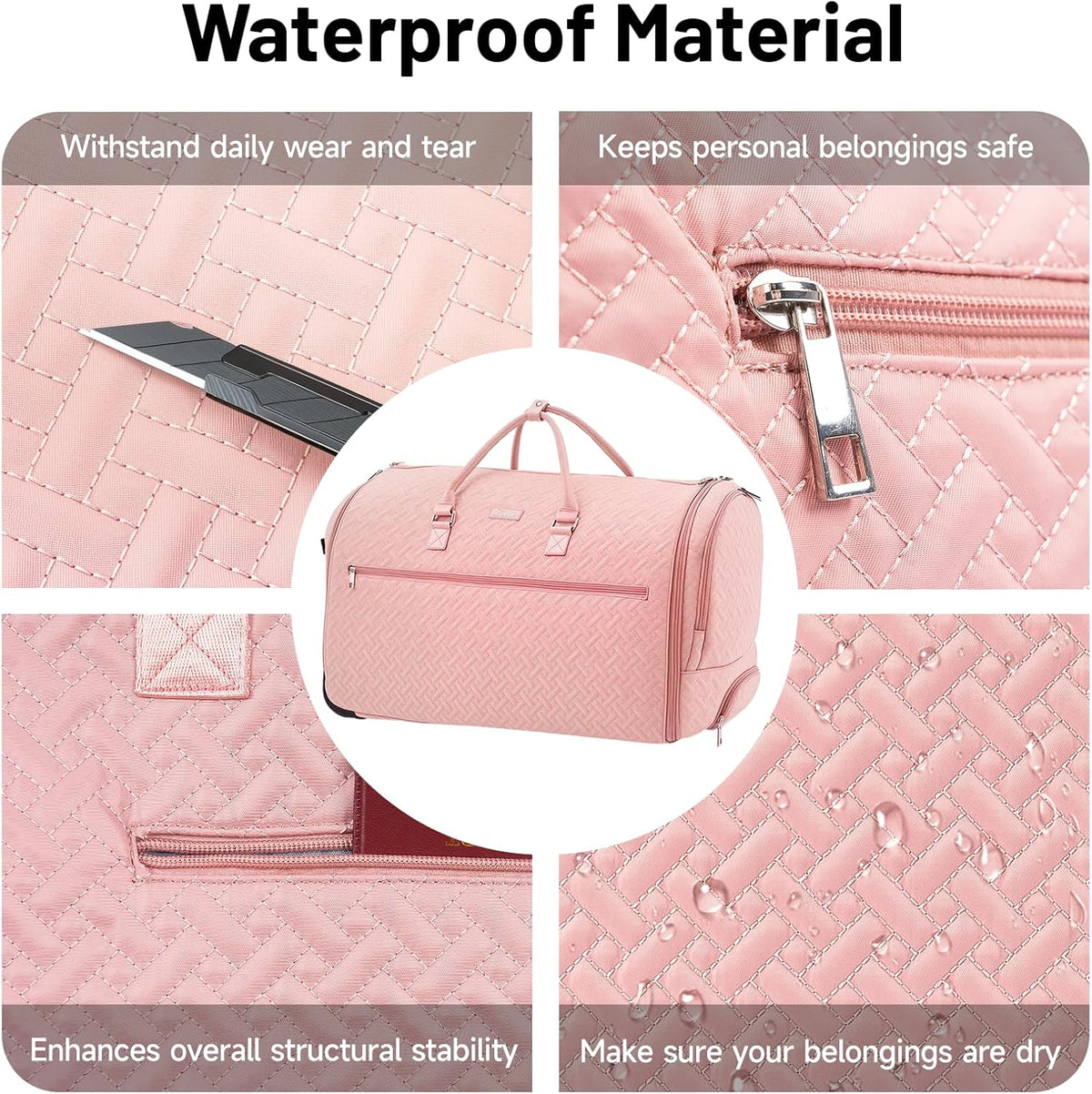 93L Carry on Garment Duffle Bag with Wheels, Folding Convertible Rolling Garment Bag for Travel with Shoes Compartment, Wheeled Waterproof Suit Bag Travel for Men Women