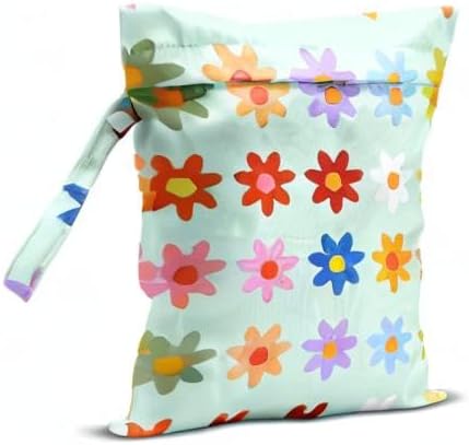 Wet Bag Wet Dry Bag Wet Bag for Swimsuit Travel Beach Pool Diapers Dirty Yoga Gym Clothes Toiletries Makeup Bag Waterproof Reusable Cute Daisy Floral Flower
