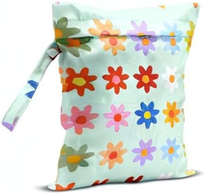 Wet Bag Wet Dry Bag Wet Bag for Swimsuit Travel Beach Pool Diapers Dirty Yoga Gym Clothes Toiletries Makeup Bag Waterproof Reusable Cute Daisy Floral Flower