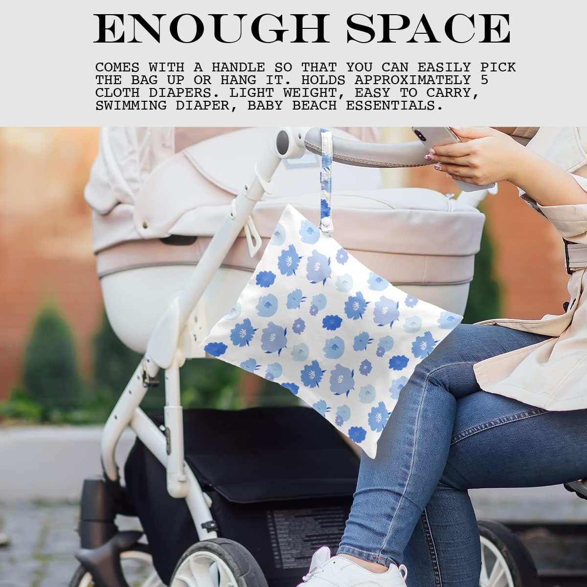 Wet Bag Wet Dry Bag Wet Bag for Swimsuit Travel Beach Pool Diapers Dirty Yoga Gym Clothes Toiletries Makeup Bag Waterproof Reusable Cute Daisy Floral Flower