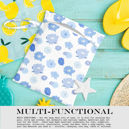 Wet Bag Wet Dry Bag Wet Bag for Swimsuit Travel Beach Pool Diapers Dirty Yoga Gym Clothes Toiletries Makeup Bag Waterproof Reusable Cute Daisy Floral Flower