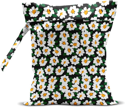 Wet Bag Wet Dry Bag Wet Bag for Swimsuit Travel Beach Pool Diapers Dirty Yoga Gym Clothes Toiletries Makeup Bag Waterproof Reusable Cute Daisy Floral Flower