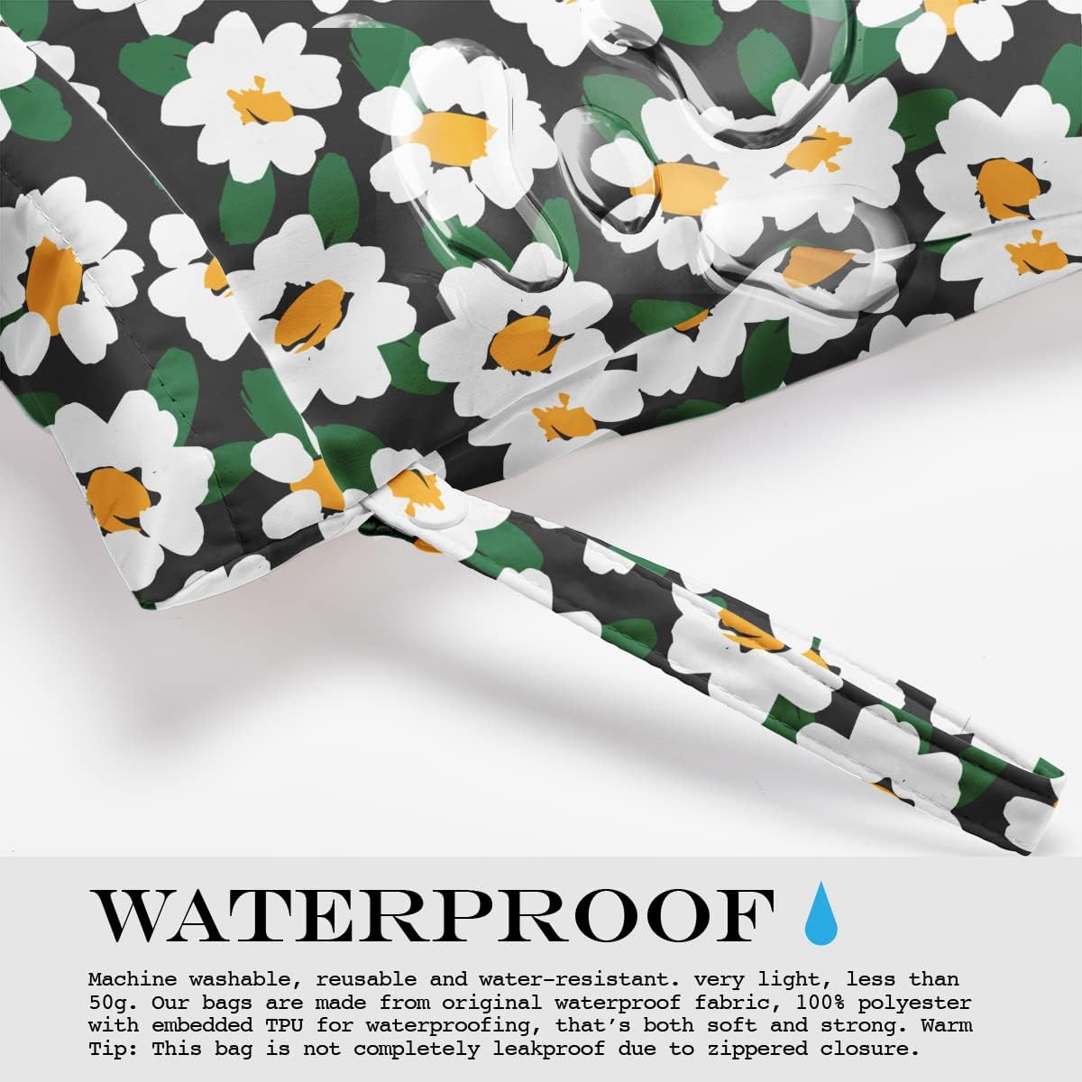 Wet Bag Wet Dry Bag Wet Bag for Swimsuit Travel Beach Pool Diapers Dirty Yoga Gym Clothes Toiletries Makeup Bag Waterproof Reusable Cute Daisy Floral Flower