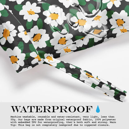 Wet Bag Wet Dry Bag Wet Bag for Swimsuit Travel Beach Pool Diapers Dirty Yoga Gym Clothes Toiletries Makeup Bag Waterproof Reusable Cute Daisy Floral Flower