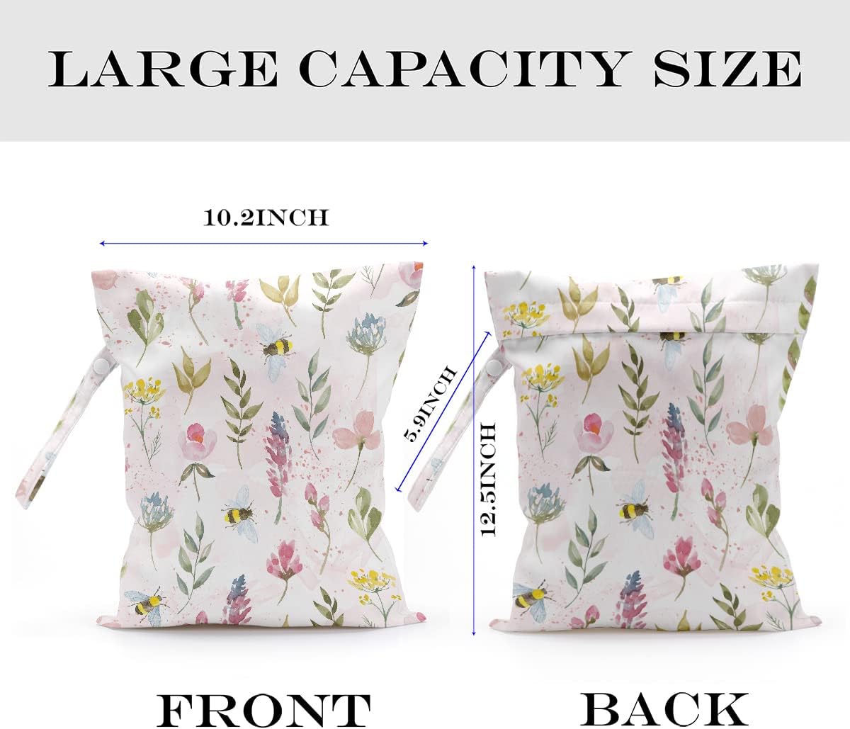 Wet Bag Wet Dry Bag Wet Bag for Swimsuit Travel Beach Pool Diapers Dirty Yoga Gym Clothes Toiletries Makeup Bag Waterproof Reusable Cute Daisy Floral Flower