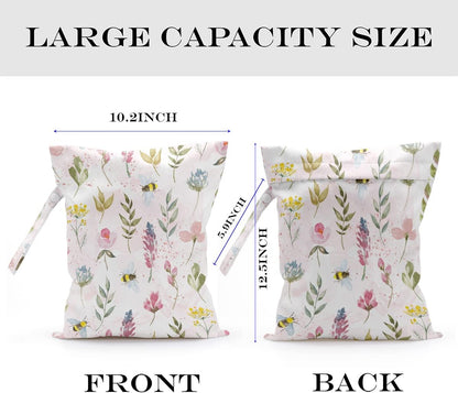 Wet Bag Wet Dry Bag Wet Bag for Swimsuit Travel Beach Pool Diapers Dirty Yoga Gym Clothes Toiletries Makeup Bag Waterproof Reusable Cute Daisy Floral Flower