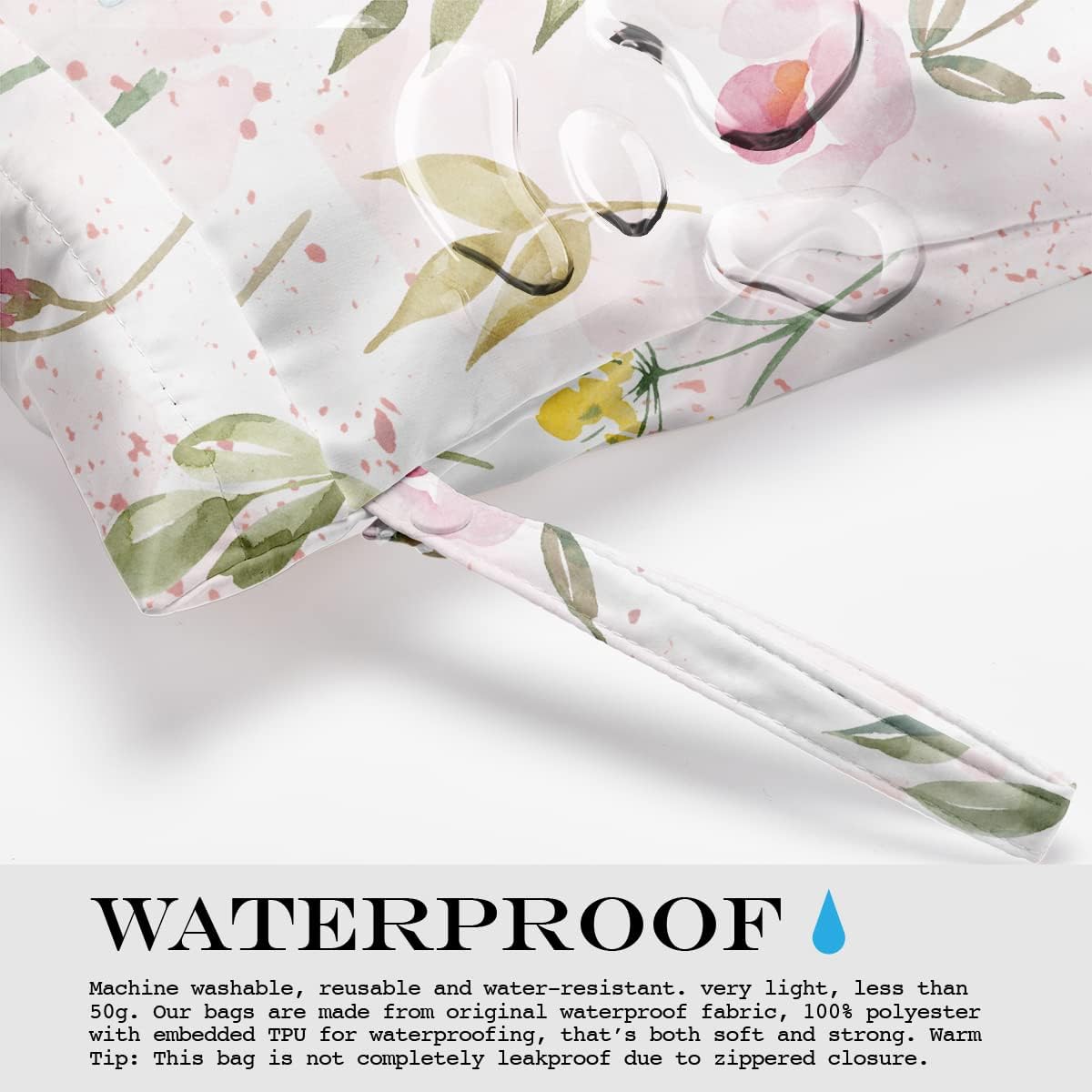 Wet Bag Wet Dry Bag Wet Bag for Swimsuit Travel Beach Pool Diapers Dirty Yoga Gym Clothes Toiletries Makeup Bag Waterproof Reusable Cute Daisy Floral Flower