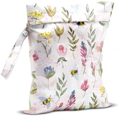 Wet Bag Wet Dry Bag Wet Bag for Swimsuit Travel Beach Pool Diapers Dirty Yoga Gym Clothes Toiletries Makeup Bag Waterproof Reusable Cute Daisy Floral Flower