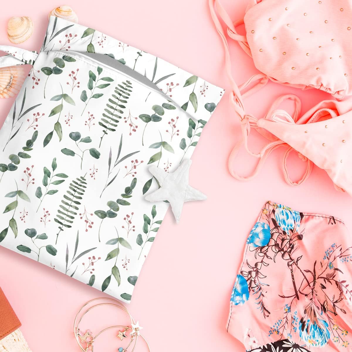 Wet Bag Wet Dry Bag Wet Bag for Swimsuit Travel Beach Pool Diapers Dirty Yoga Gym Clothes Toiletries Makeup Bag Waterproof Reusable Cute Daisy Floral Flower