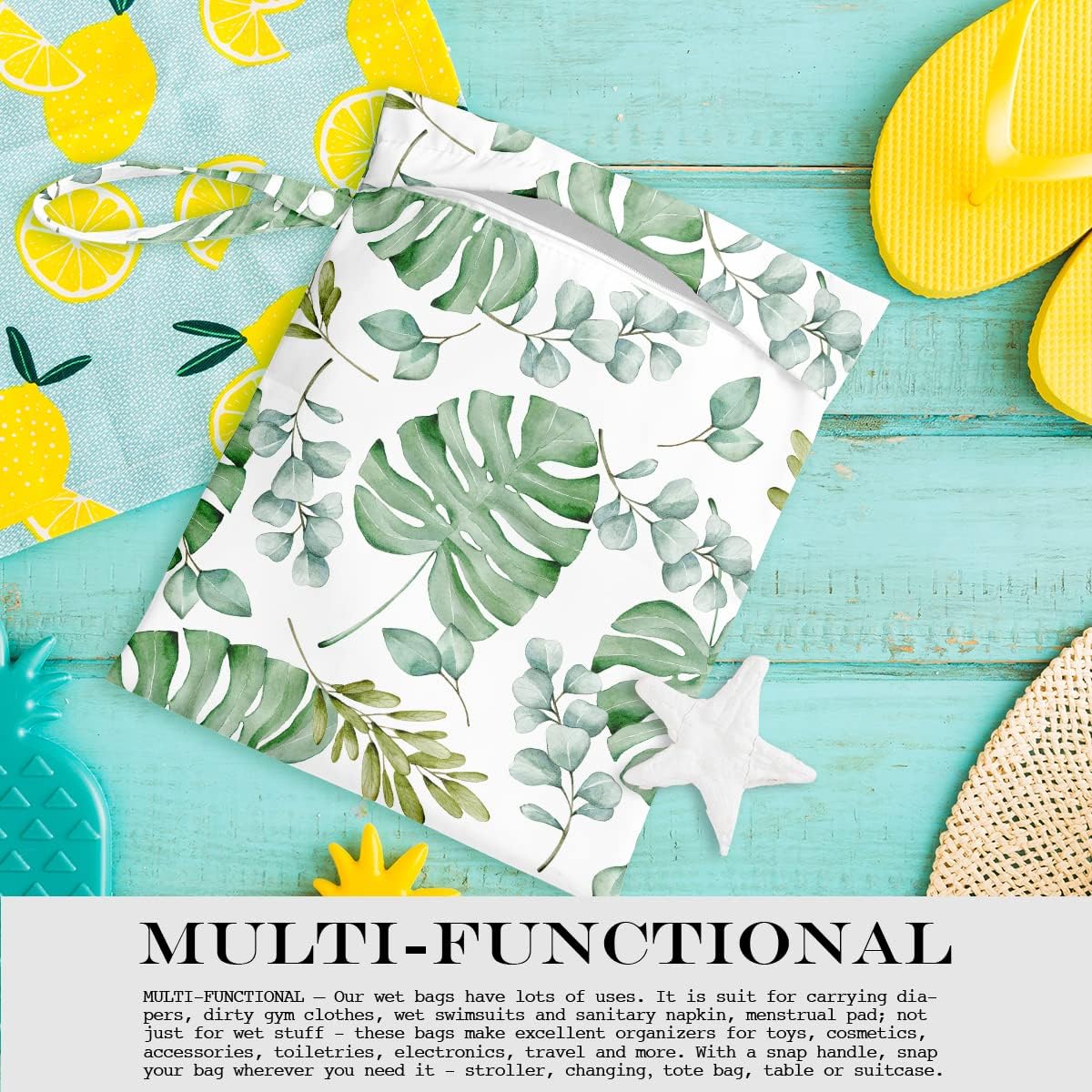 Wet Bag Wet Dry Bag Wet Bag for Swimsuit Travel Beach Pool Diapers Dirty Yoga Gym Clothes Toiletries Makeup Bag Waterproof Reusable Cute Daisy Floral Flower