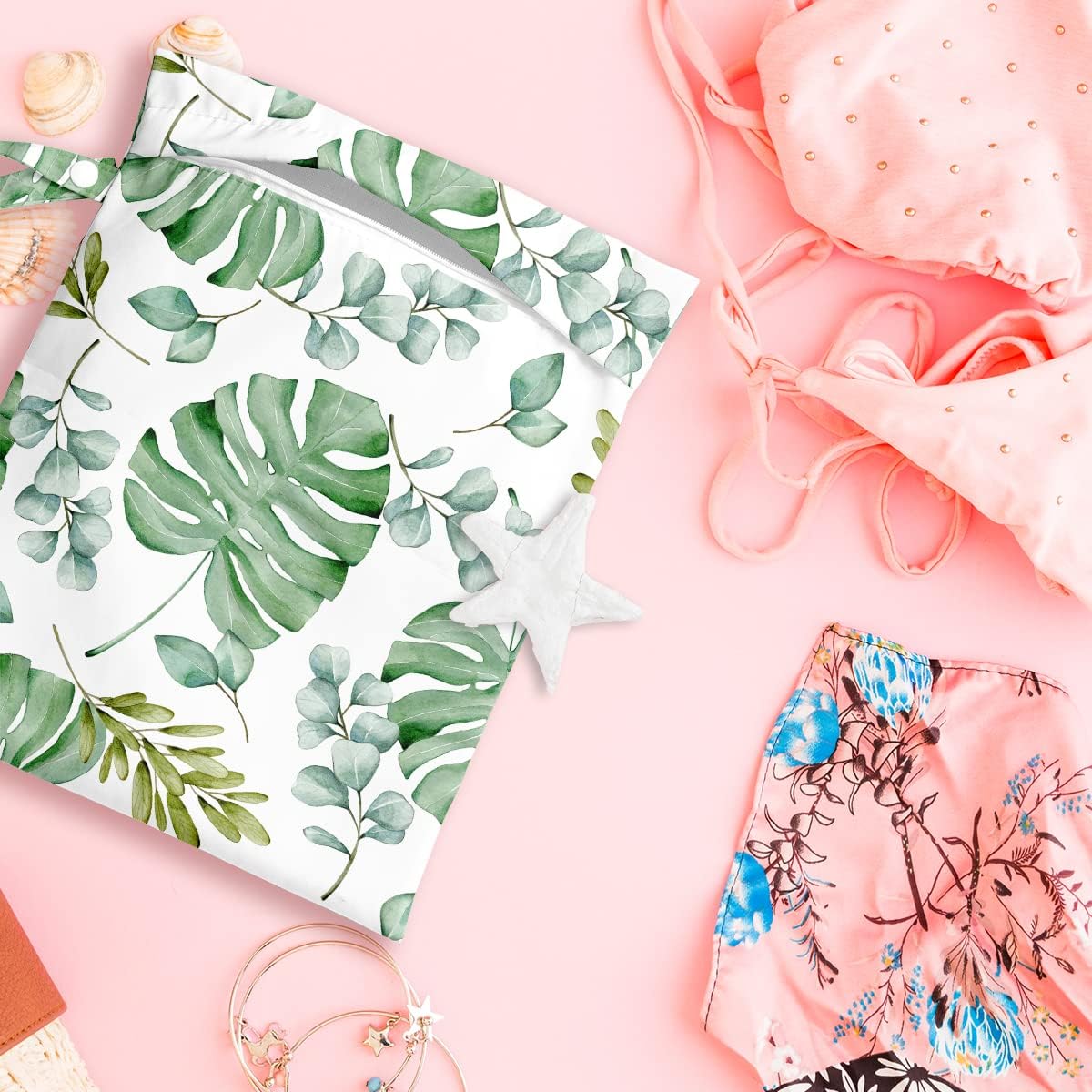 Wet Bag Wet Dry Bag Wet Bag for Swimsuit Travel Beach Pool Diapers Dirty Yoga Gym Clothes Toiletries Makeup Bag Waterproof Reusable Cute Daisy Floral Flower