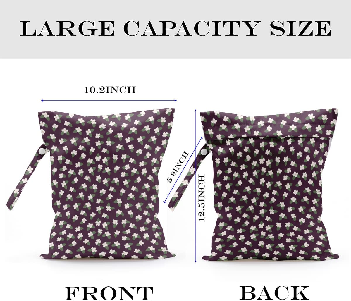 Wet Bag Wet Dry Bag Wet Bag for Swimsuit Travel Beach Pool Diapers Dirty Yoga Gym Clothes Toiletries Makeup Bag Waterproof Reusable Cute Daisy Floral Flower
