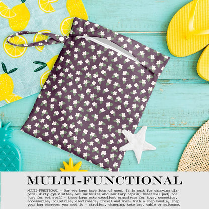 Wet Bag Wet Dry Bag Wet Bag for Swimsuit Travel Beach Pool Diapers Dirty Yoga Gym Clothes Toiletries Makeup Bag Waterproof Reusable Cute Daisy Floral Flower