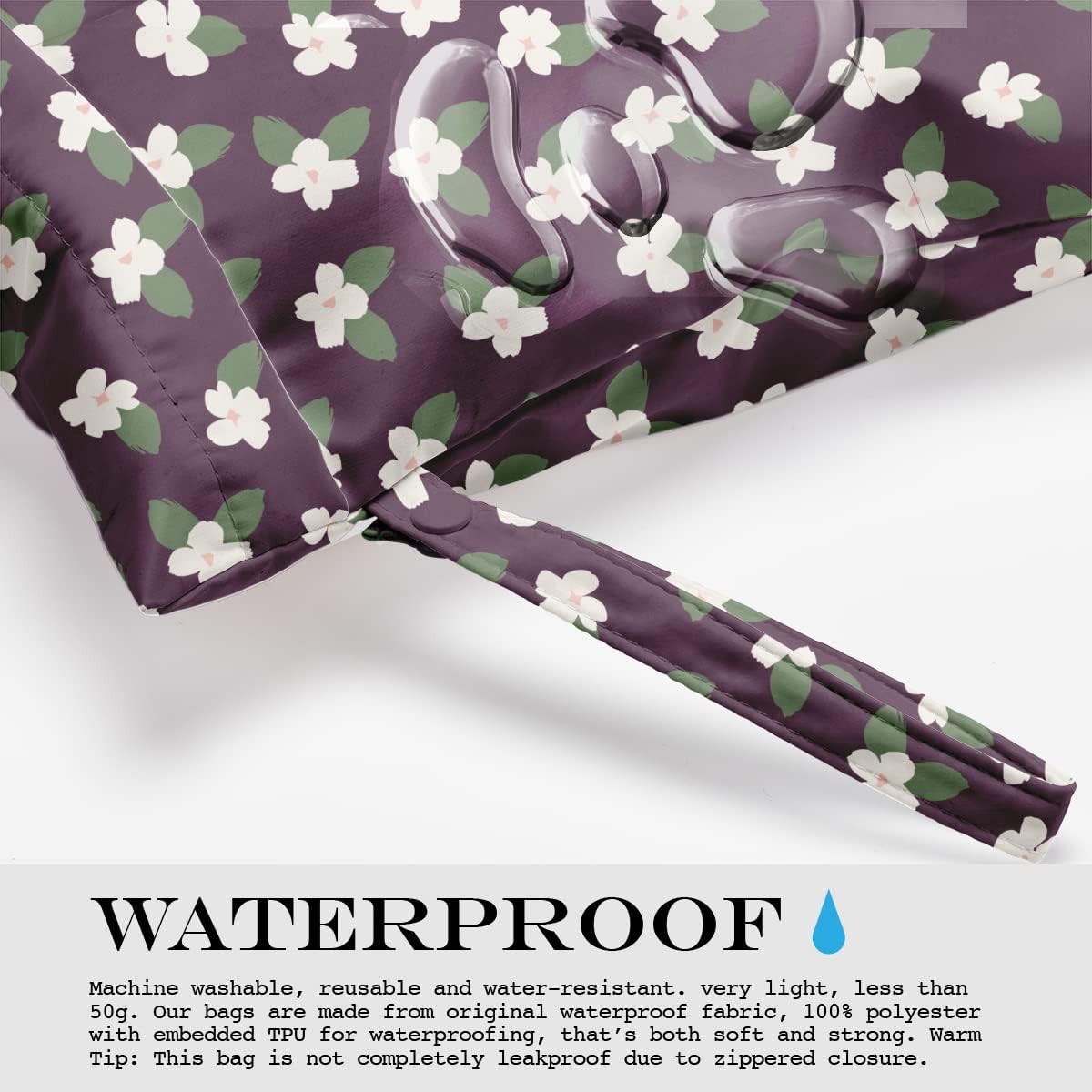 Wet Bag Wet Dry Bag Wet Bag for Swimsuit Travel Beach Pool Diapers Dirty Yoga Gym Clothes Toiletries Makeup Bag Waterproof Reusable Cute Daisy Floral Flower