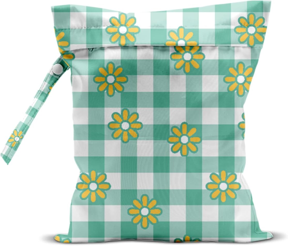 Wet Bag Wet Dry Bag Wet Bag for Swimsuit Travel Beach Pool Diapers Dirty Yoga Gym Clothes Toiletries Makeup Bag Waterproof Reusable Cute Daisy Floral Flower