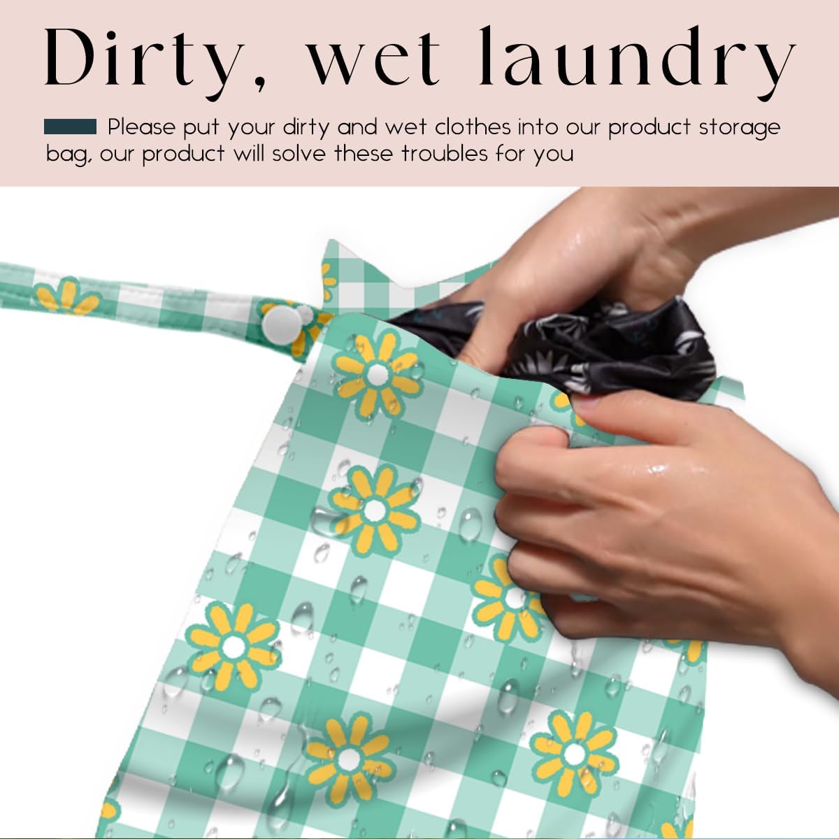 Wet Bag Wet Dry Bag Wet Bag for Swimsuit Travel Beach Pool Diapers Dirty Yoga Gym Clothes Toiletries Makeup Bag Waterproof Reusable Cute Daisy Floral Flower