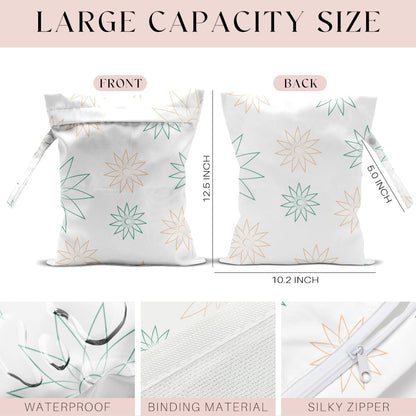 Wet Bag Wet Dry Bag Wet Bag for Swimsuit Travel Beach Pool Diapers Dirty Yoga Gym Clothes Toiletries Makeup Bag Waterproof Reusable Cute Daisy Floral Flower