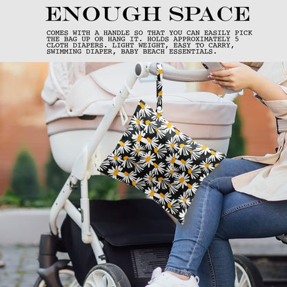 Wet Bag Wet Dry Bag Wet Bag for Swimsuit Travel Beach Pool Diapers Dirty Yoga Gym Clothes Toiletries Makeup Bag Waterproof Reusable Cute Daisy Floral Flower