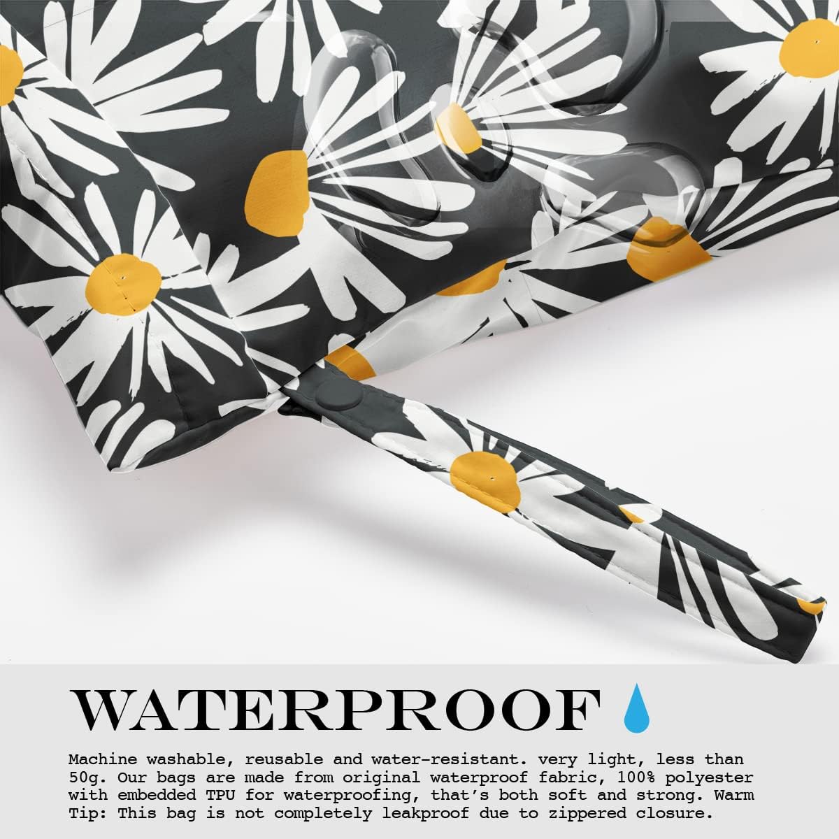 Wet Bag Wet Dry Bag Wet Bag for Swimsuit Travel Beach Pool Diapers Dirty Yoga Gym Clothes Toiletries Makeup Bag Waterproof Reusable Cute Daisy Floral Flower