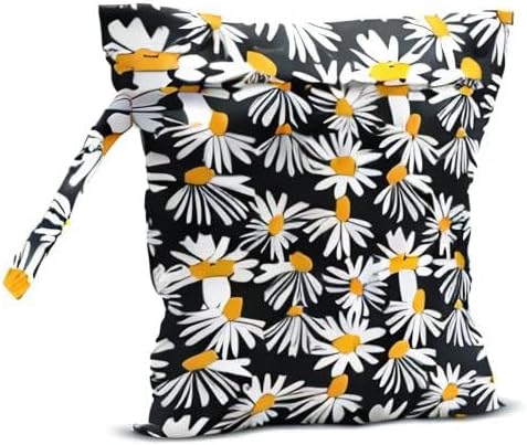 Wet Bag Wet Dry Bag Wet Bag for Swimsuit Travel Beach Pool Diapers Dirty Yoga Gym Clothes Toiletries Makeup Bag Waterproof Reusable Cute Daisy Floral Flower