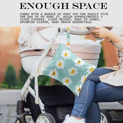 Wet Bag Wet Dry Bag Wet Bag for Swimsuit Travel Beach Pool Diapers Dirty Yoga Gym Clothes Toiletries Makeup Bag Waterproof Reusable Cute Daisy Floral Flower