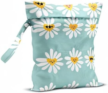 Wet Bag Wet Dry Bag Wet Bag for Swimsuit Travel Beach Pool Diapers Dirty Yoga Gym Clothes Toiletries Makeup Bag Waterproof Reusable Cute Daisy Floral Flower
