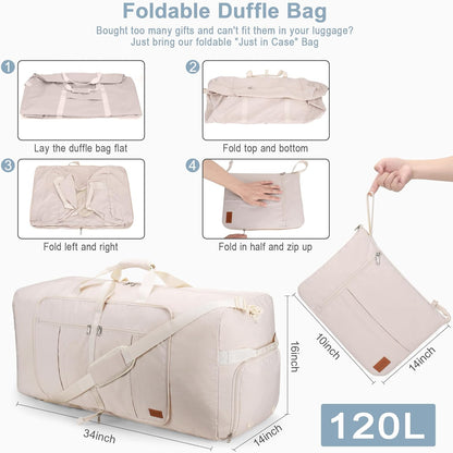 80L EXTRA LARGE Duffle Bag for Travel, 26" Foldable Travel Duffel Bag with Shoe Compartment for Men Women, Waterproof & Tear Resistant (Black, EXTRA LARGE, 80L)